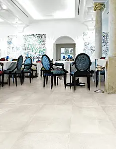 Effekt beton, Farve hvid, Grundflise, Uglaseret porcelænsstentøj, 60x120 cm, Overflade mat